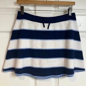 Free Assembly Blue White Stripe Mini Flare Skirt Sweater Knit Girls Size L 10/12